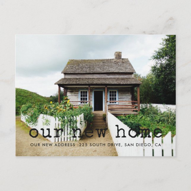 Meddelande om flytta av teckensnitt för skrivmaski vykort (Framsida)