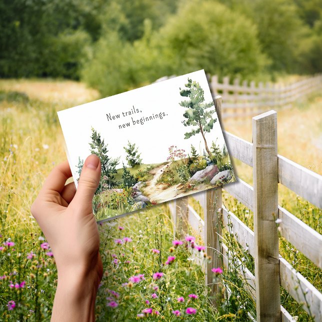 Meddelande om Flytta av vattenfärgsbergskorg Vykort (Skapare uppladdad)