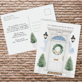 Meddelande om Flytta av vit ytterdörr Vykort