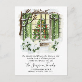 Meddelande om Flytta vid vattenfärgsjuldörr Vykort