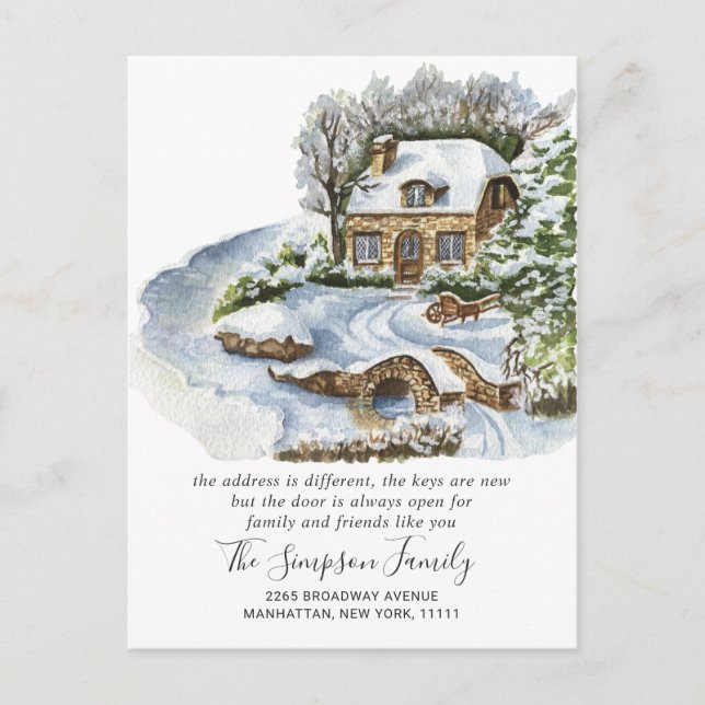 Meddelande om Flytta vid vattenfärgsjuldörr Vykort (Framsida)