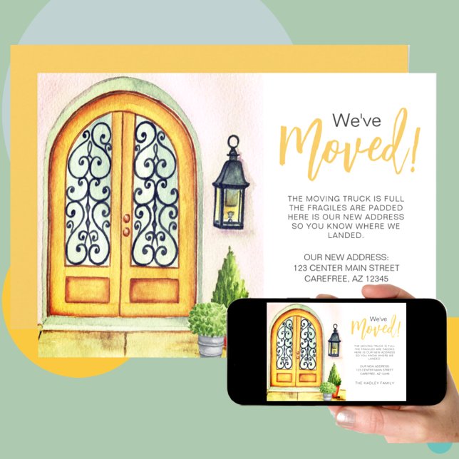 Meddelande om Flyttat Gult Inbjudningar (Skapare uppladdad)