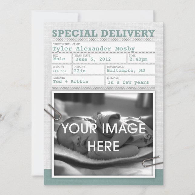 Meddelande om födelseattest i Baby (Framsida)