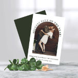Meddelande om Förlovning av modern Arch Photo<br><div class="desc">Modern Förlovning för Arch-foto-meddelande Berätta för dina vänner och nära och kära om årets största Flex - din förlovning med det här kreativet och det unika tillkännagivandet med ditt foto och vårt trendig, snyggt, boho arch. Det här är modernt mörk grönt och vitt, men färg och typsnitt är lätta att...</div>
