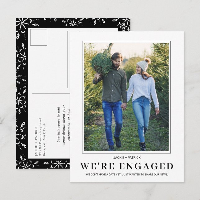 Meddelande om Förlovning av PHOTO Snowflake Winter Vykort (Fram/baksida)