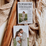 Meddelande om Förlovning av tidningar Spara datum<br><div class="desc">Extra! Extra!  dina underbara förlovningar med det här tidningsannonskortet för förlovning. Redigera med din frieri-information och lägg till egna förlovning-foton.</div>