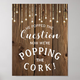 Meddelande om FÖRLOVNING för Rustic String ljus Poster