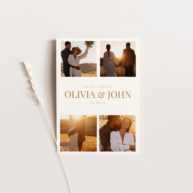 Meddelande om förlovning med fyra foton inbjudningar (Skapare uppladdad)