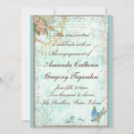 Meddelande om Förlovningen Blåfågel och Rosa ros Inbjudningar