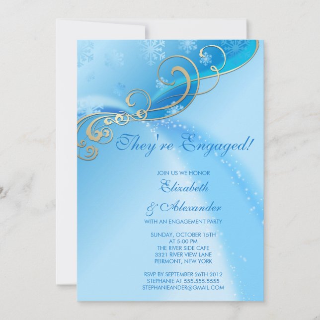 Meddelande om Förlovningen för modern Winter Snöfl Inbjudningar (Framsida)