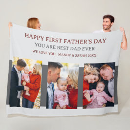 Meddelande om första Fars dag Grått 3-foton och An Fleecefilt