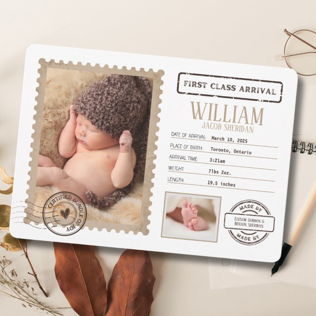 Meddelande om första klassens ankomst till Baby Inbjudningar (Skapare uppladdad)