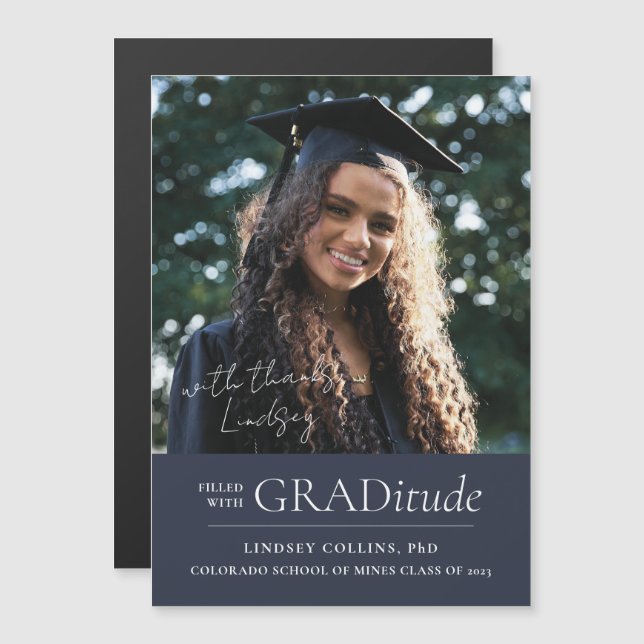 Meddelande om GRADitude Photo Magnet Studenten (Fram/baksida)