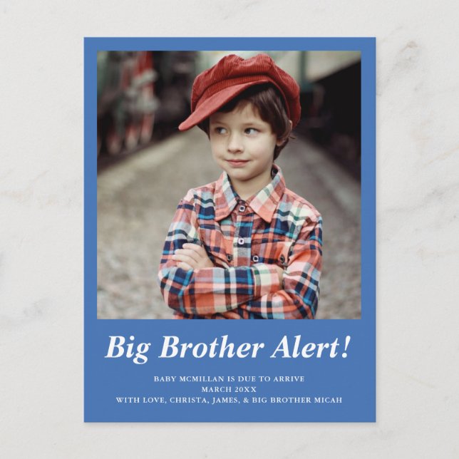 Meddelande om Gravid av Blue Big Brother Photo Vykort (Framsida)