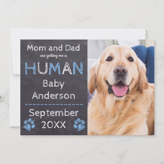 Meddelande om Gravid av Chalkboard Baby Hund (Framsida)