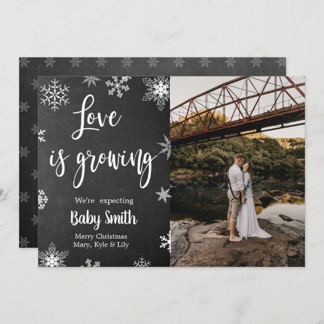 Meddelande om Gravid av fotojul Inbjudningar (Fram/baksida)