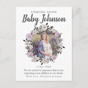 Meddelande om Gravid av modern Blommigt-foto Vykort