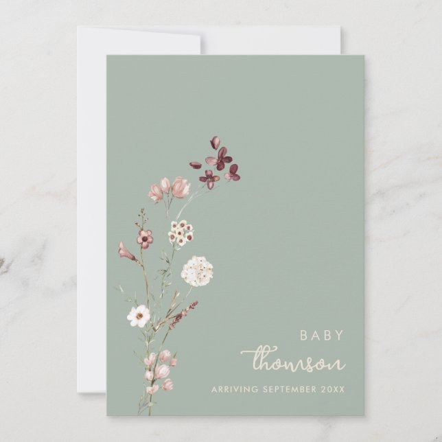 Meddelande om Gravid av modern minimal Blommigt (Framsida)