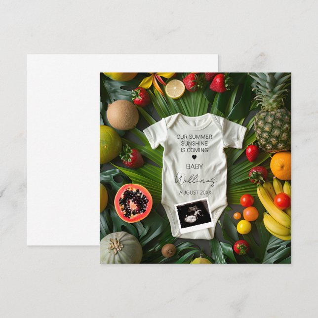 Meddelande om Gravid av sommarfrukt Inbjudningar (Fram/baksida)