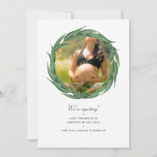 Meddelande om Gravid av vattenfärgen Greenery Phot