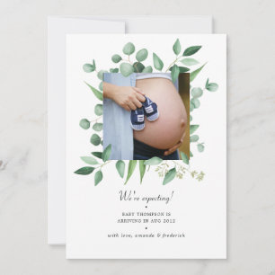Meddelande om Gravid av vattenfärgen Greenery Phot