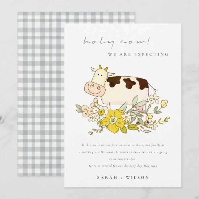 Meddelande om Gravid för Blommigt av  för Cute Hel (Fram/baksida)