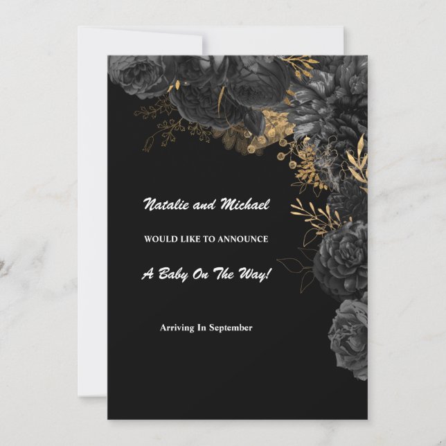 Meddelande om Gravid för Svarta och Guld-Blommigte (Framsida)