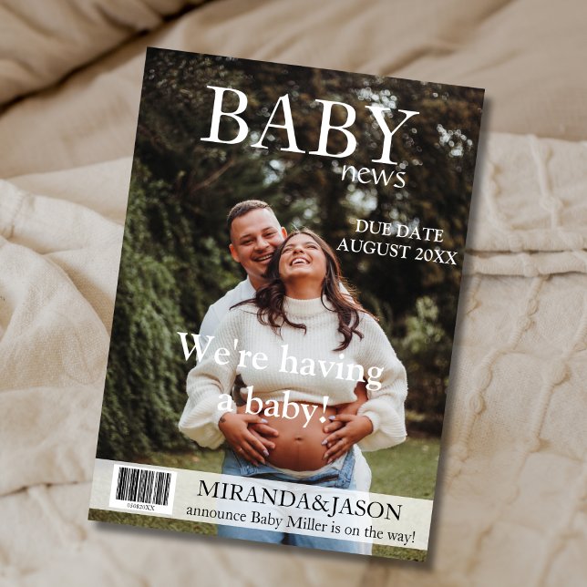 Meddelande om Gravid för unikt magasin Stil-fotome Inbjudningar (Unique Magazine Style Photo Pregnancy Announcement)