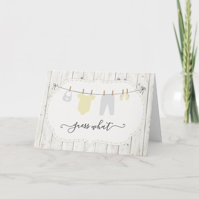 Meddelande om gravid | Rustic Clothesline (Framsida)