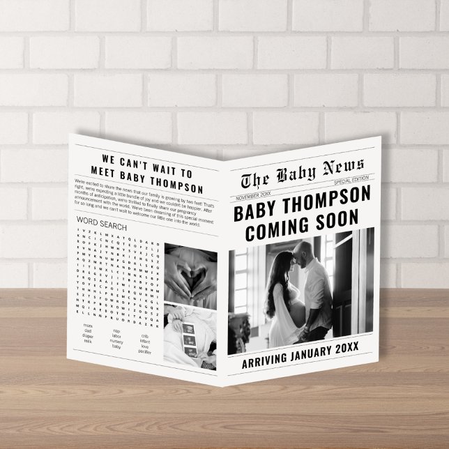 Meddelande om Graviden för småtidningar i Stil (Small Newspaper Style Pregnancy Announcement)