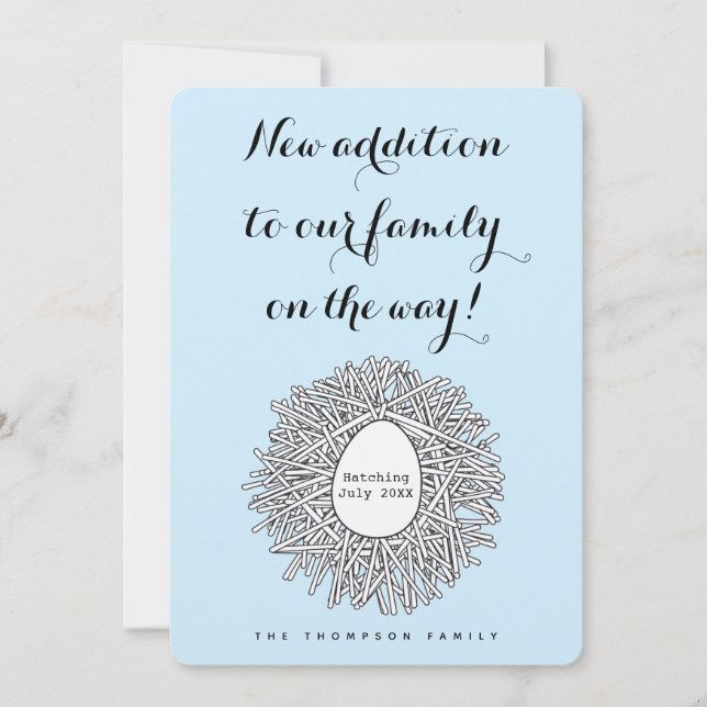 Meddelande om Graviden i Cute Nest Monogram Pojke Inbjudningar (Framsida)