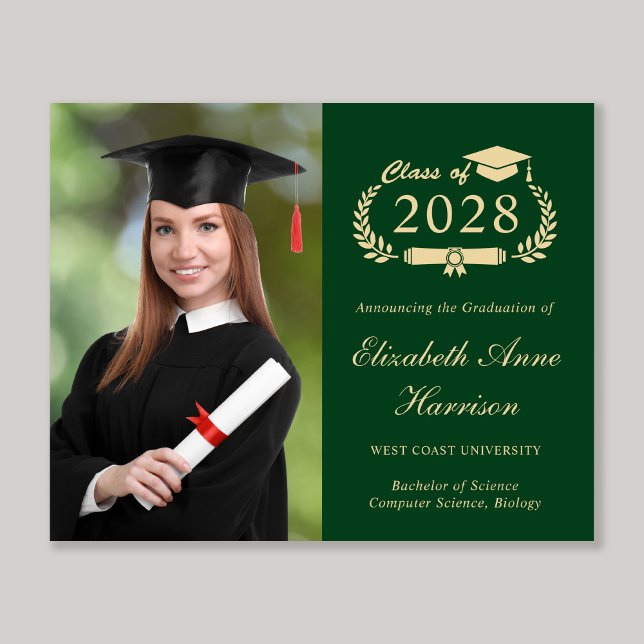 Meddelande om Grönt av budgetfotoskola (Our user-friendly template makes it a breeze to upload your photo and personalize your announcement)