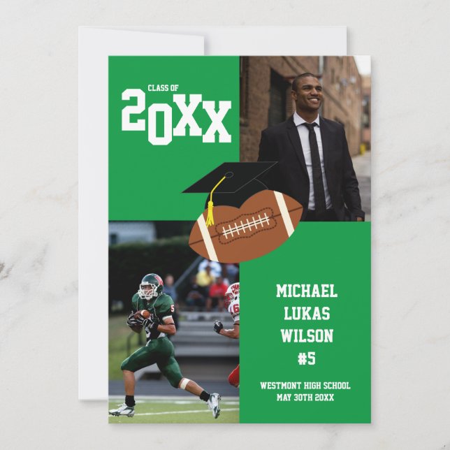 Meddelande om Grönten om fotbollssport Studenten Inbjudningar (Framsida)