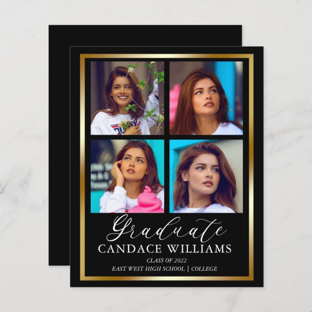 Meddelande om Guld-minimalistiskt foto-Student (Fram/baksida)