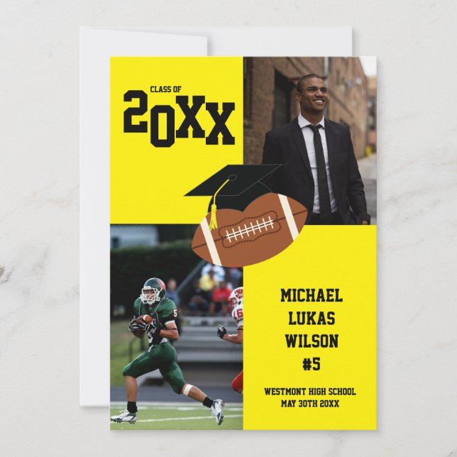 Meddelande om Gulten om fotbollssport Studenten Inbjudningar (Framsida)