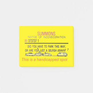 Meddelande om handikappad parsning post-it block