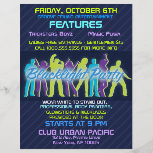 Meddelande om inbjudan till Blacklight Party Flyer