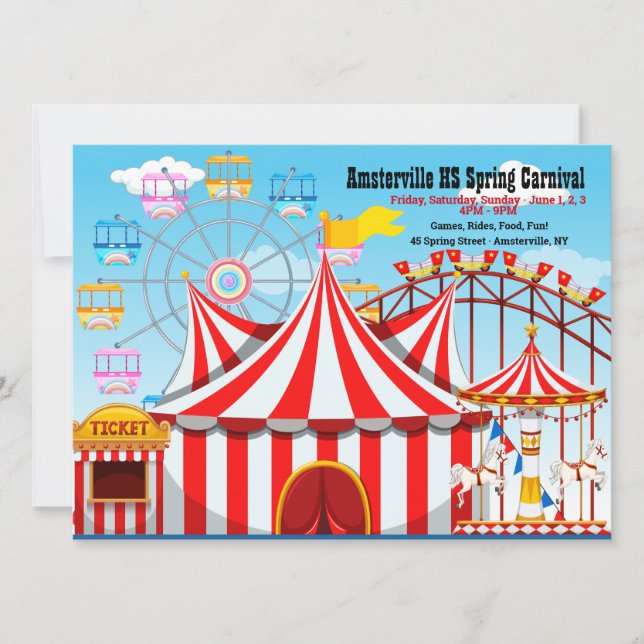 Meddelande om karnival Fairground Inbjudningar (Framsida)