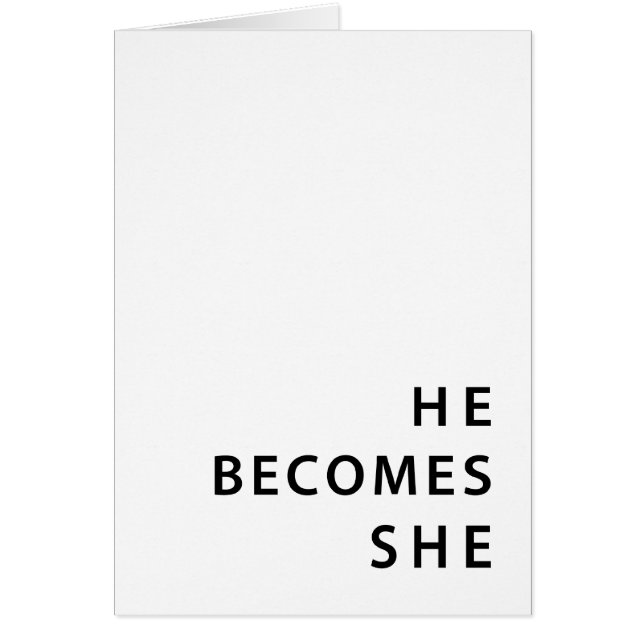 Meddelande om könsbyte: han blir hon hälsningskort (Framsidan)