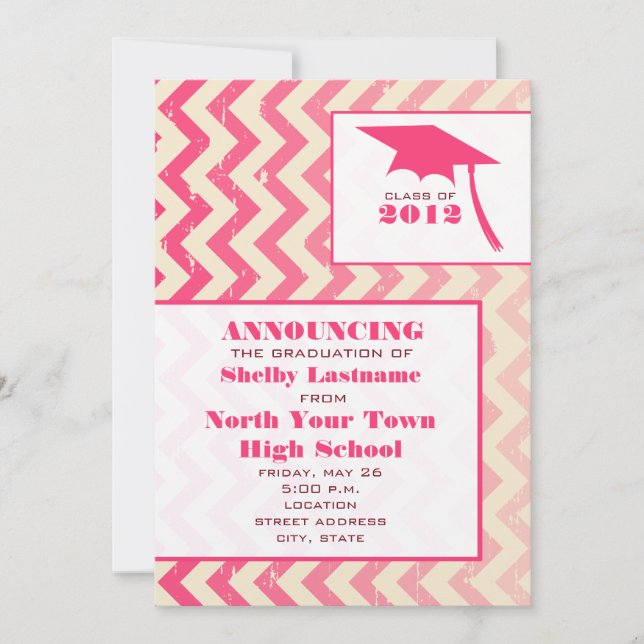 Meddelande om krackat Ombre Zigzag Studenten 2012 Inbjudningar (Framsida)