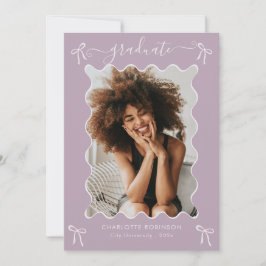 Meddelande om Lavender Rosa Bow Studentfest Inbjudningar