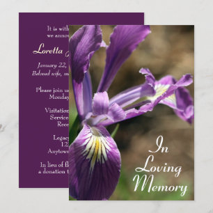 Meddelande om Lila Iris Memorial Service Inbjudningar