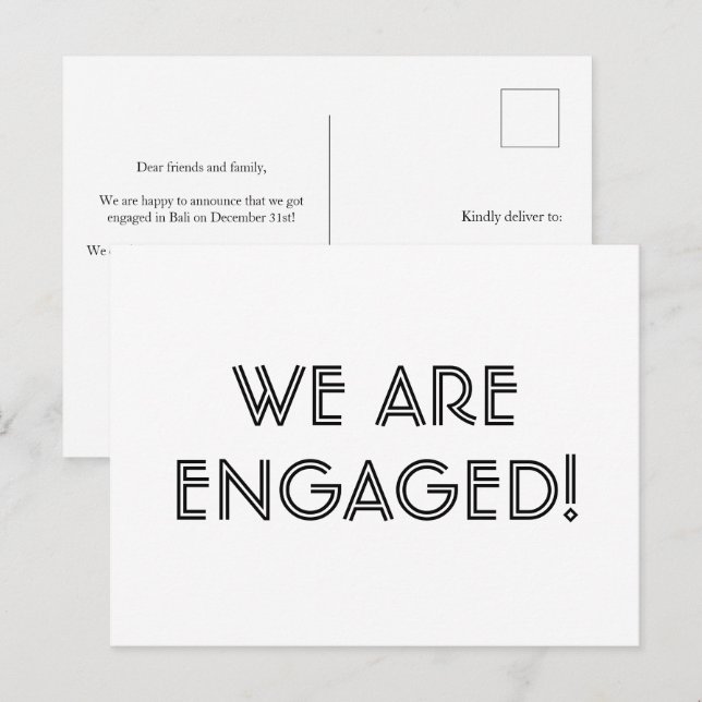 Meddelande om minimal Förlovning Vykort (Fram/baksida)