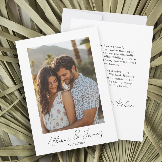 Meddelande om minimal fotoFörlovning Inbjudningar (Minimalist Elopement Announcement )
