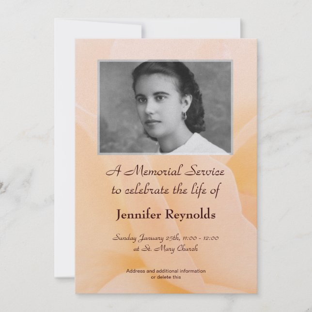 Meddelande om minnestjänst inbjudningar (Framsida)