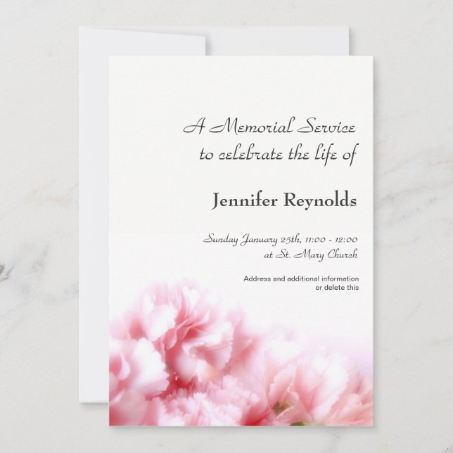 Meddelande om minnestjänst inbjudningar (Framsida)