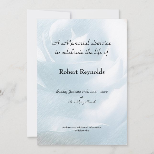 Meddelande om minnestjänst inbjudningar (Framsida)