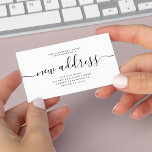 Meddelande om ny adress flytta för budgetskript<br><div class="desc">Enkel elegant - minimalistisk kalligrafi av nya adress handskriftsskript med svart och vit  budget för prisvärt flytta - liten kort.           Enkel att anpassa med din nya hemdator adress.</div>