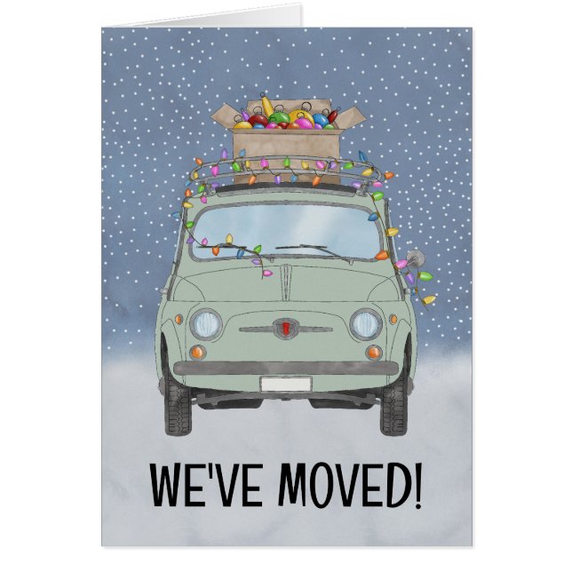 Meddelande om ny adress för Retro-bil Hälsningskort (Framsidan)