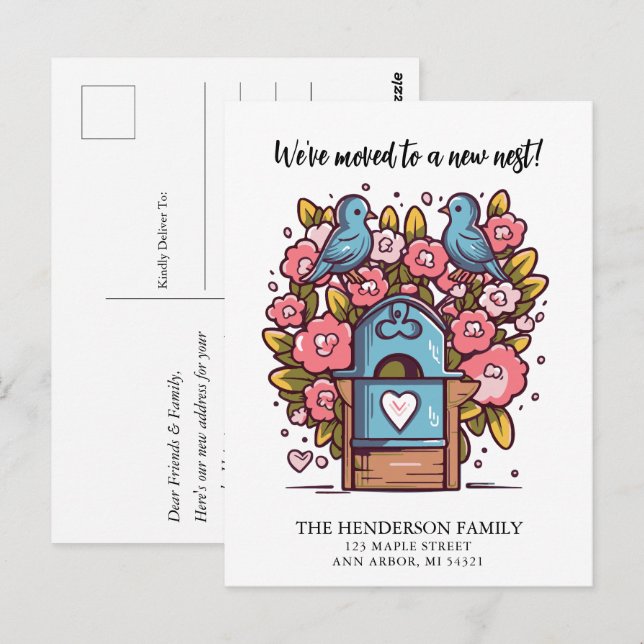 Meddelande om ny Flytta för hemmet i postlåda Love Vykort (Fram/baksida)